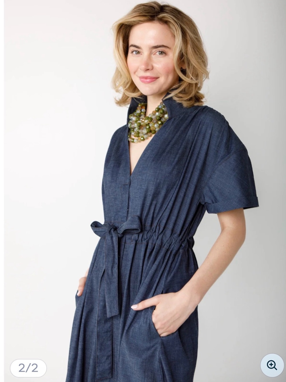 NWT Holly Shae Bria Cotton Denim Midi Dress - Picture 2 of 4